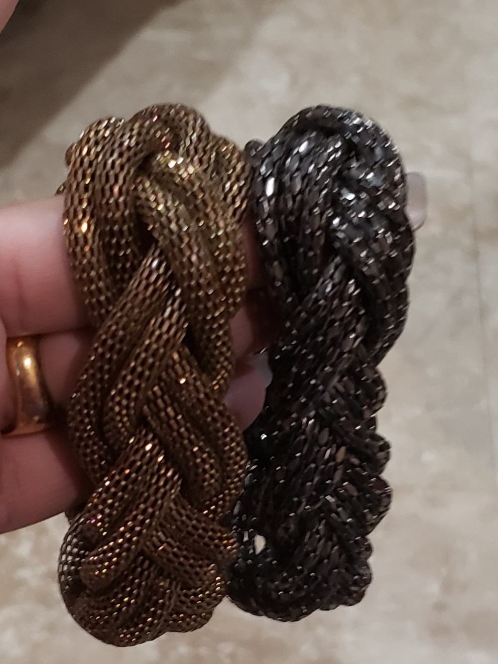 Braided Mesh Bracelet Bundle Set in Gold and Gunmetal